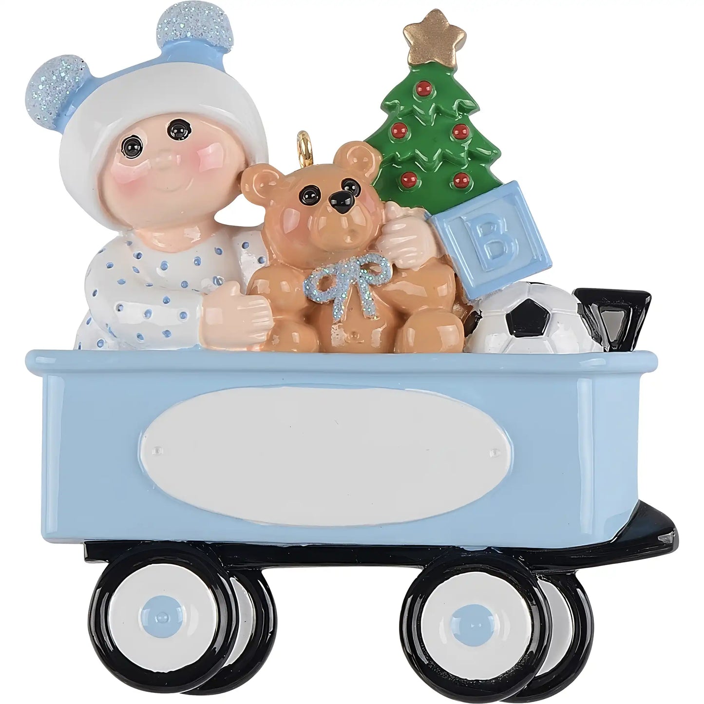 Baby Boy Blue Wagon Christmas Ornament