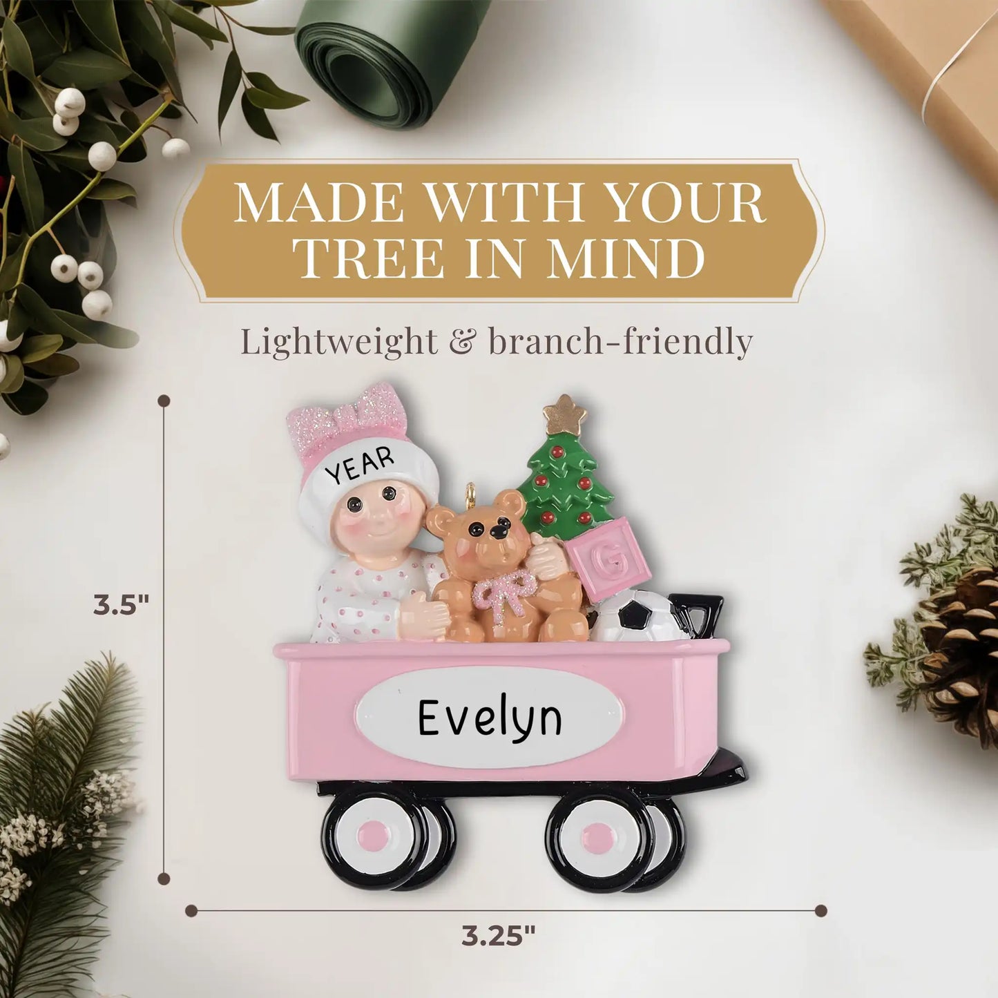 Adorno personalizado de carro de niña rosa