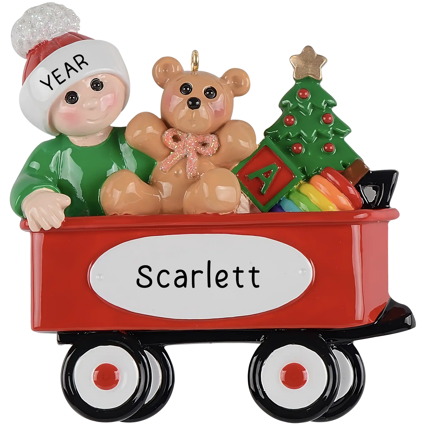 Baby's Red Wagon Christmas Ornament