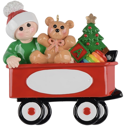 Baby's Red Wagon Christmas Ornament