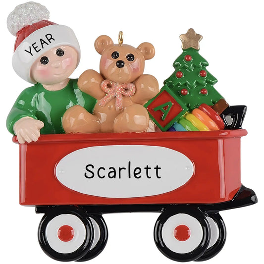 Baby's Red Wagon Christmas Ornament