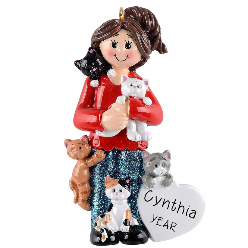 Crazy Cat Lady Personalized Ornament featuring multiple cat name spaces from My Ornament.