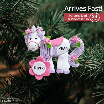 Unicorn Flowers Christmas Ornament