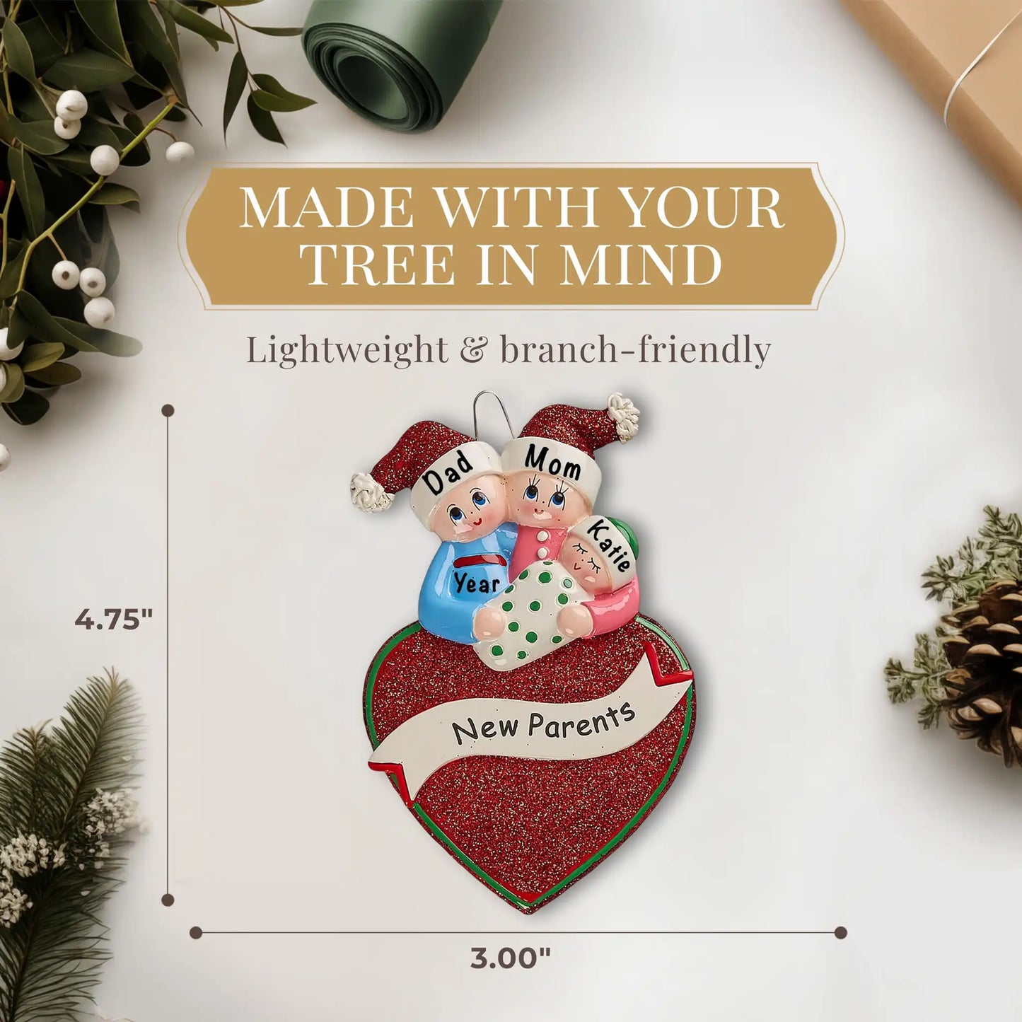 Adorno navideño para nuevos padres 