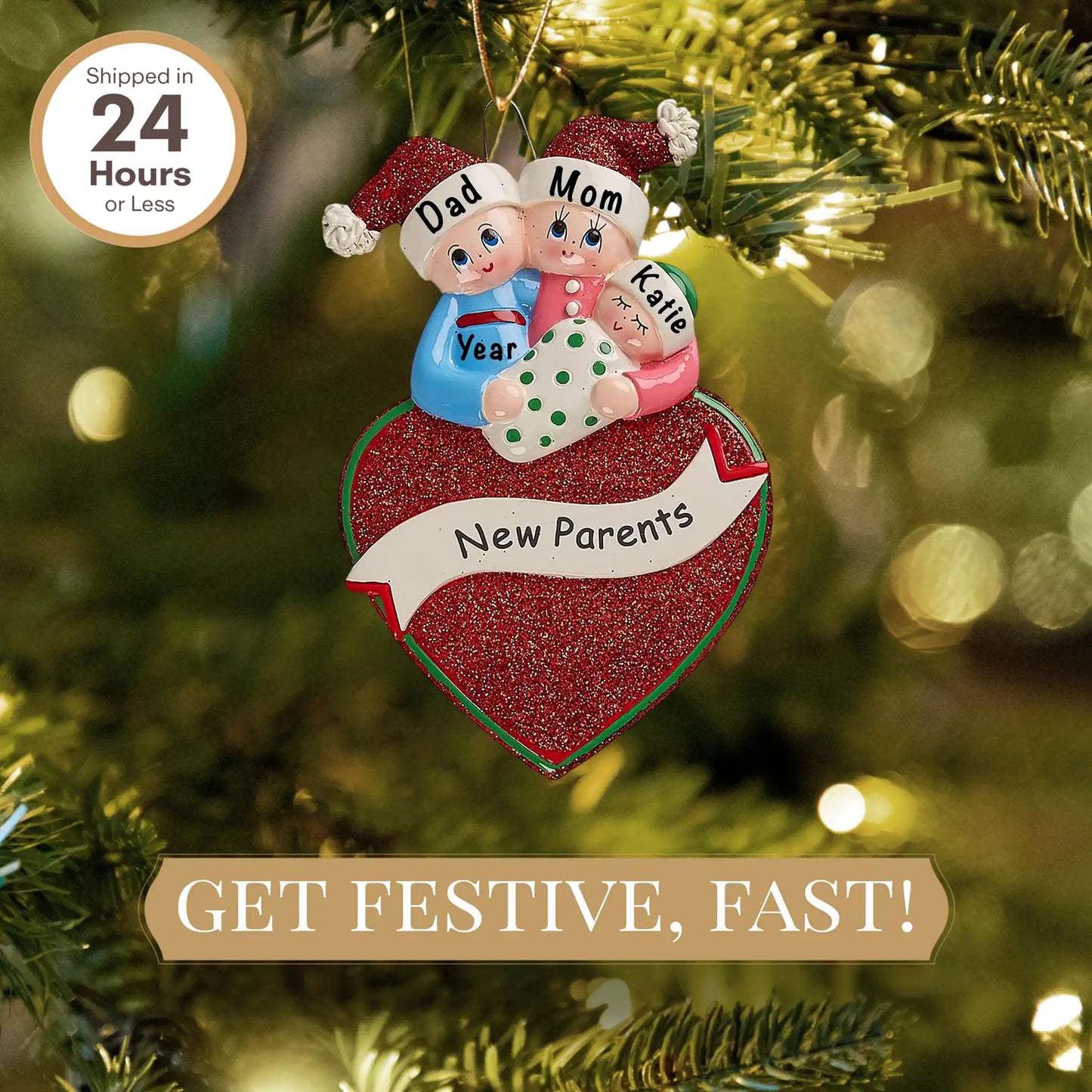 Adorno navideño para nuevos padres 