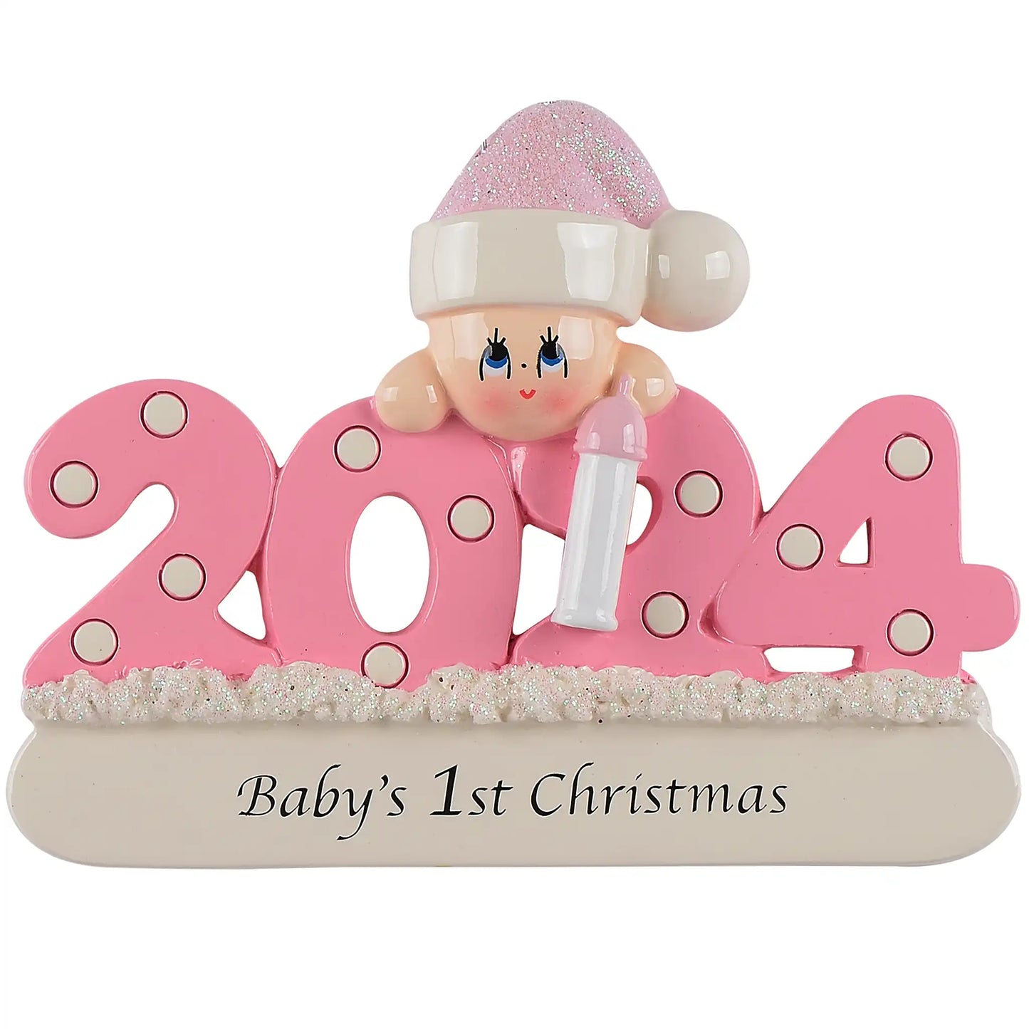 Pink Girl Baby's 1st Christmas Ornament 2024