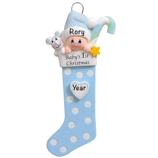 Blue Baby's 1st Christmas Stocking Christmas Ornament