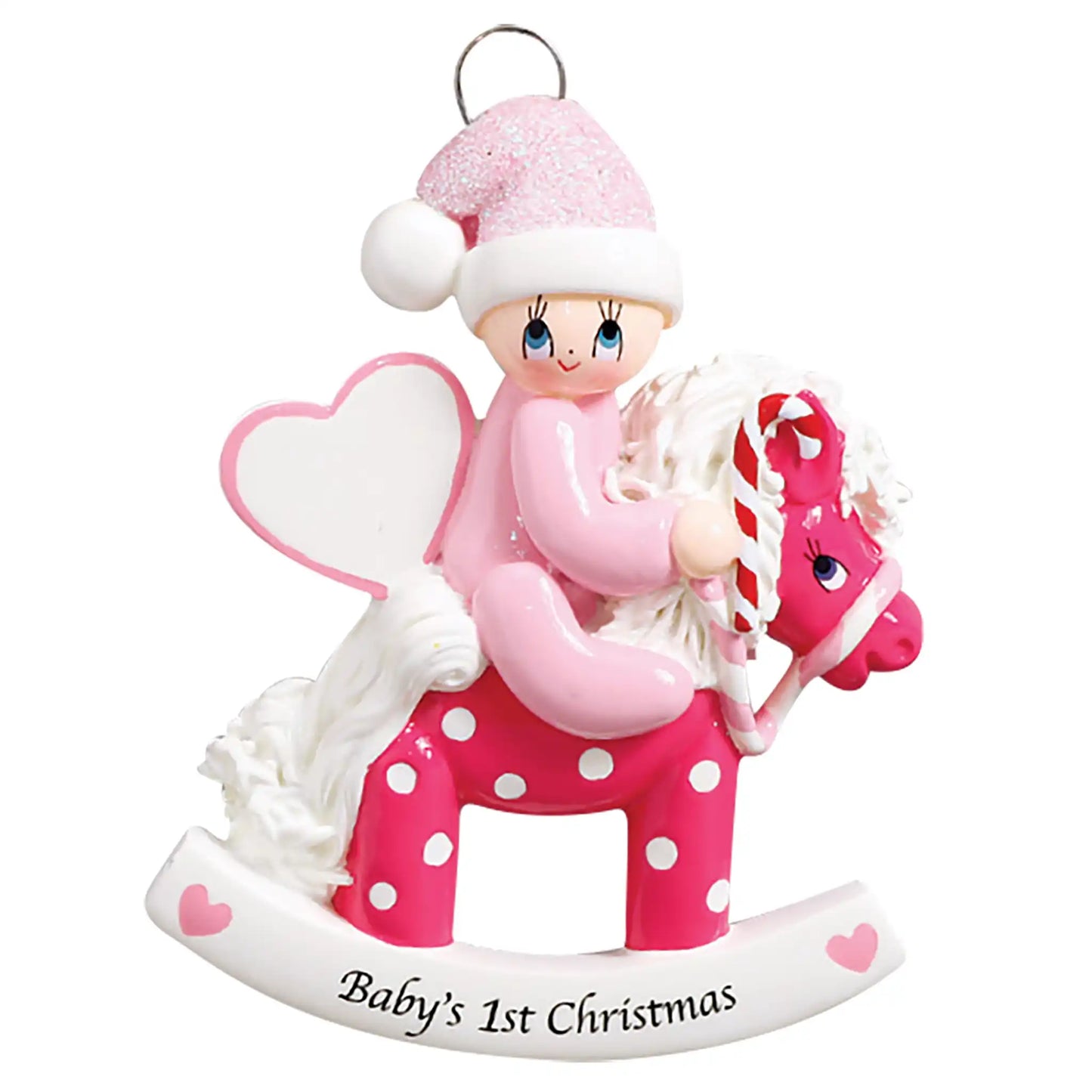 Pink Baby's 1st Christmas Rocking Horse Christmas Ornament