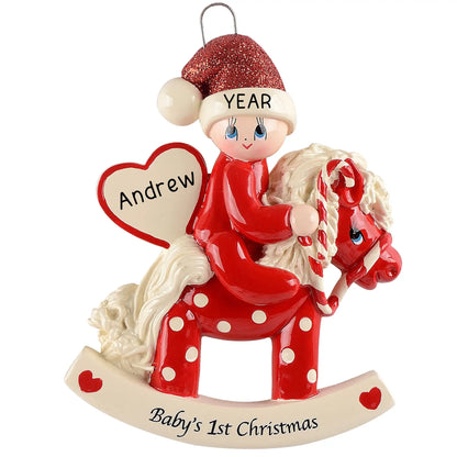 Baby Rocking Horse - Red Christmas Ornament