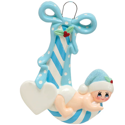 Baby Boy Candy Cane Personalized Ornament