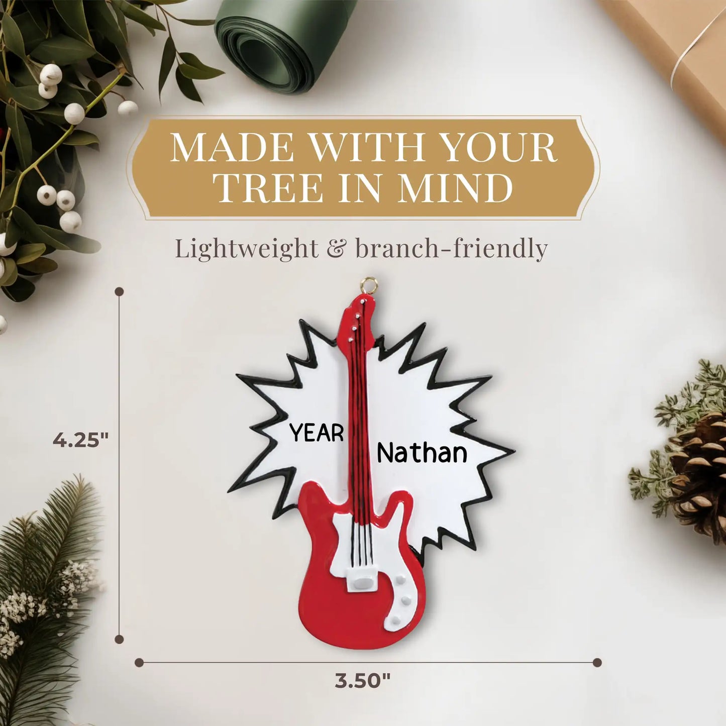 Adorno navideño de guitarra eléctrica