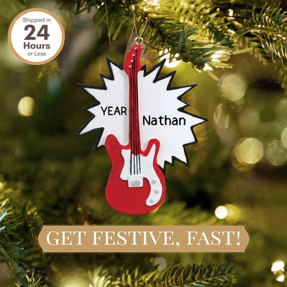 Adorno navideño de guitarra eléctrica