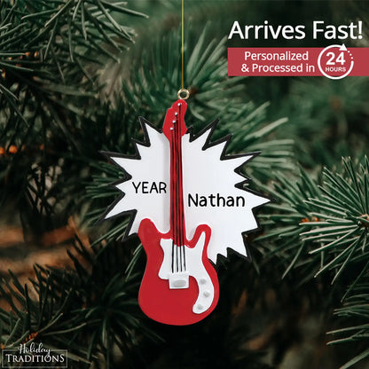 Adorno navideño de guitarra eléctrica