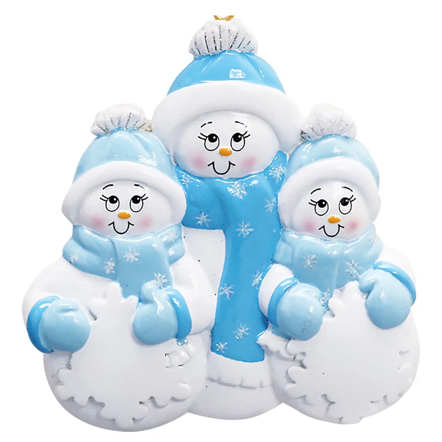 Single Parent Snowman 2 Children Christmas Ornament