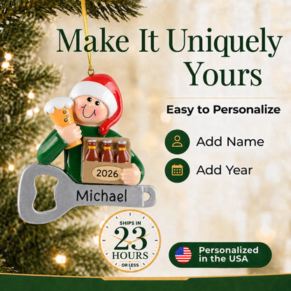 Make it yours: personalize the Beer Lover christmas ornament