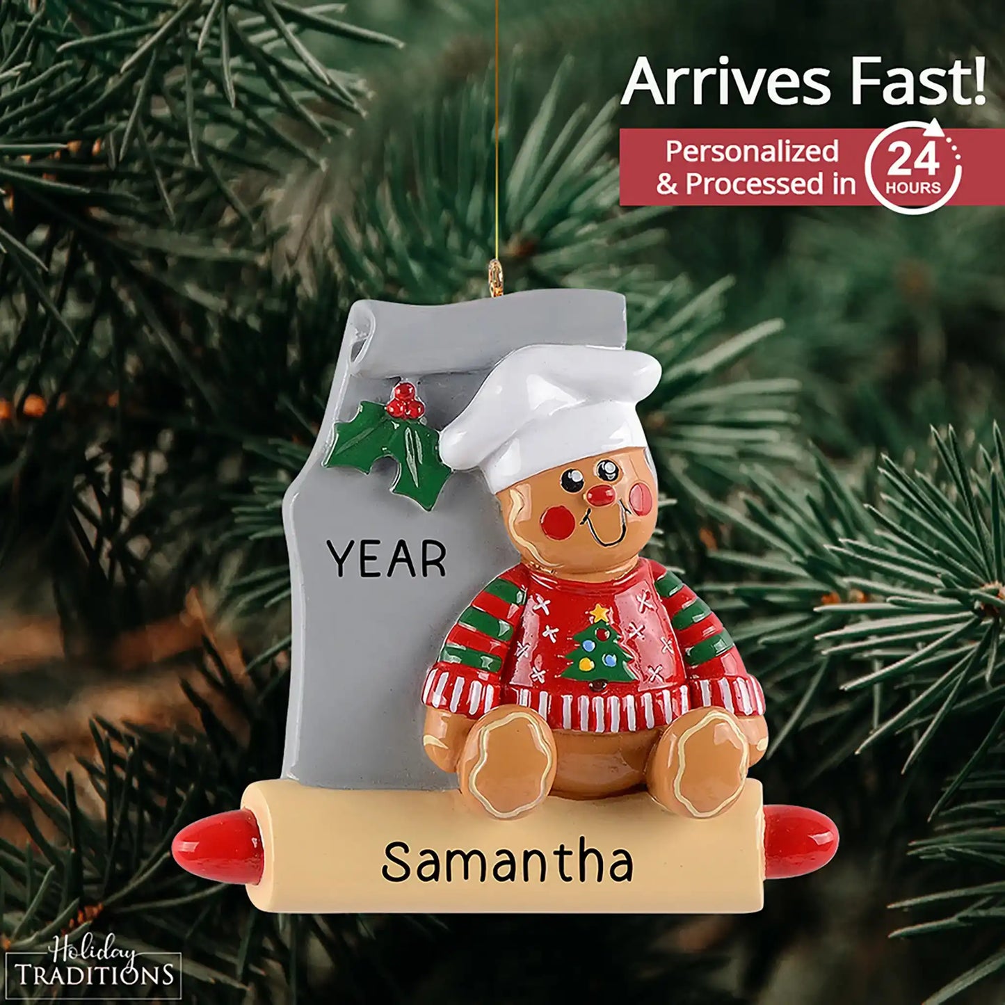 Adorno personalizado de hombrecito de jengibre horneando