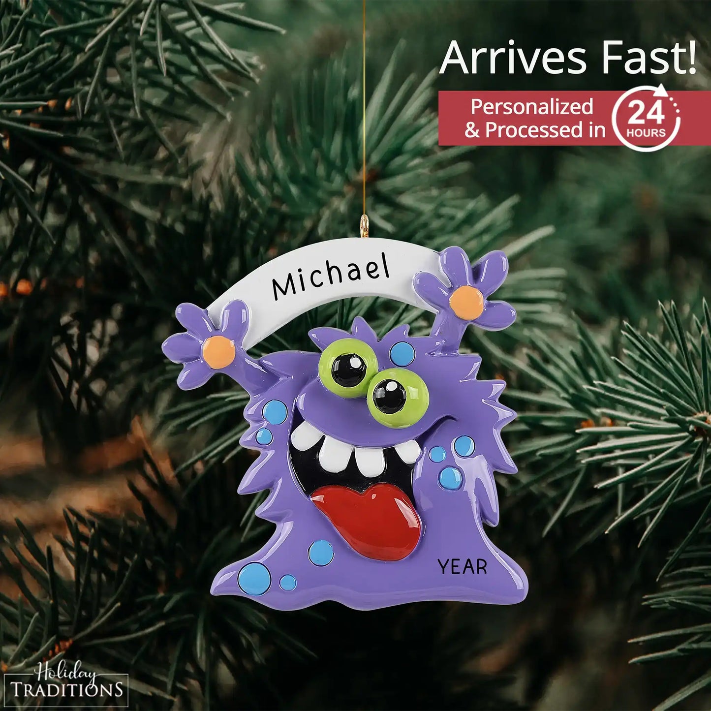 Purple Monster Personalized Ornament