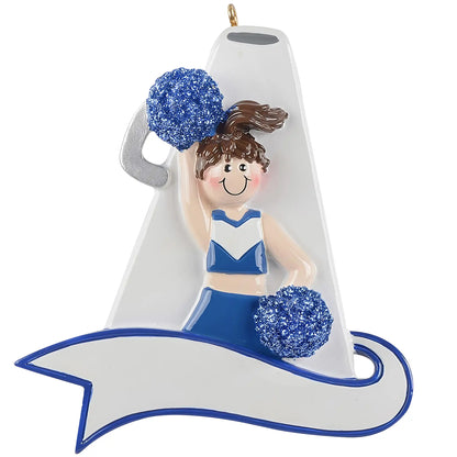 Cheerleader Blue Megaphone Christmas Ornament