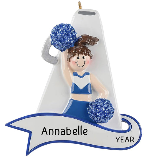 Cheerleader Blue Megaphone Christmas Ornament