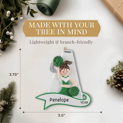 Cheerleader Green Megaphone Christmas Ornament