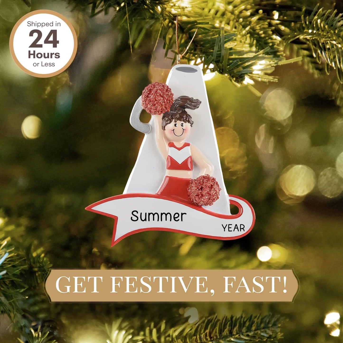 Cheerleader Red Megaphone Christmas Ornament