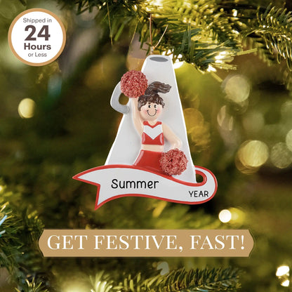 Cheerleader Red Megaphone Christmas Ornament