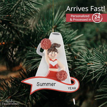 Cheerleader Red Megaphone Christmas Ornament