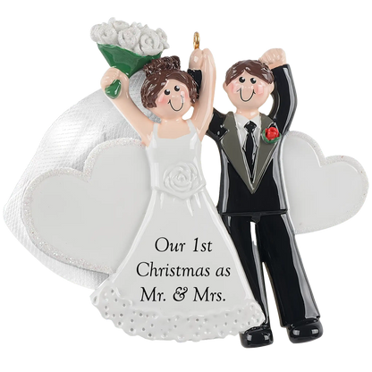 Married Couple Wedding Day Christmas Ornament