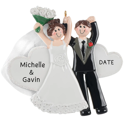 Married Couple Wedding Day Christmas Ornament