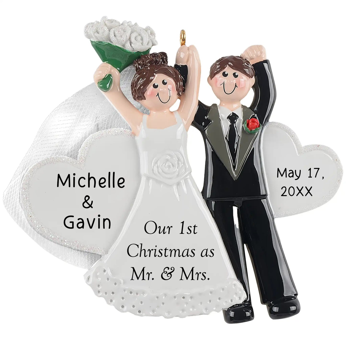 Married Couple Wedding Day Christmas Ornament