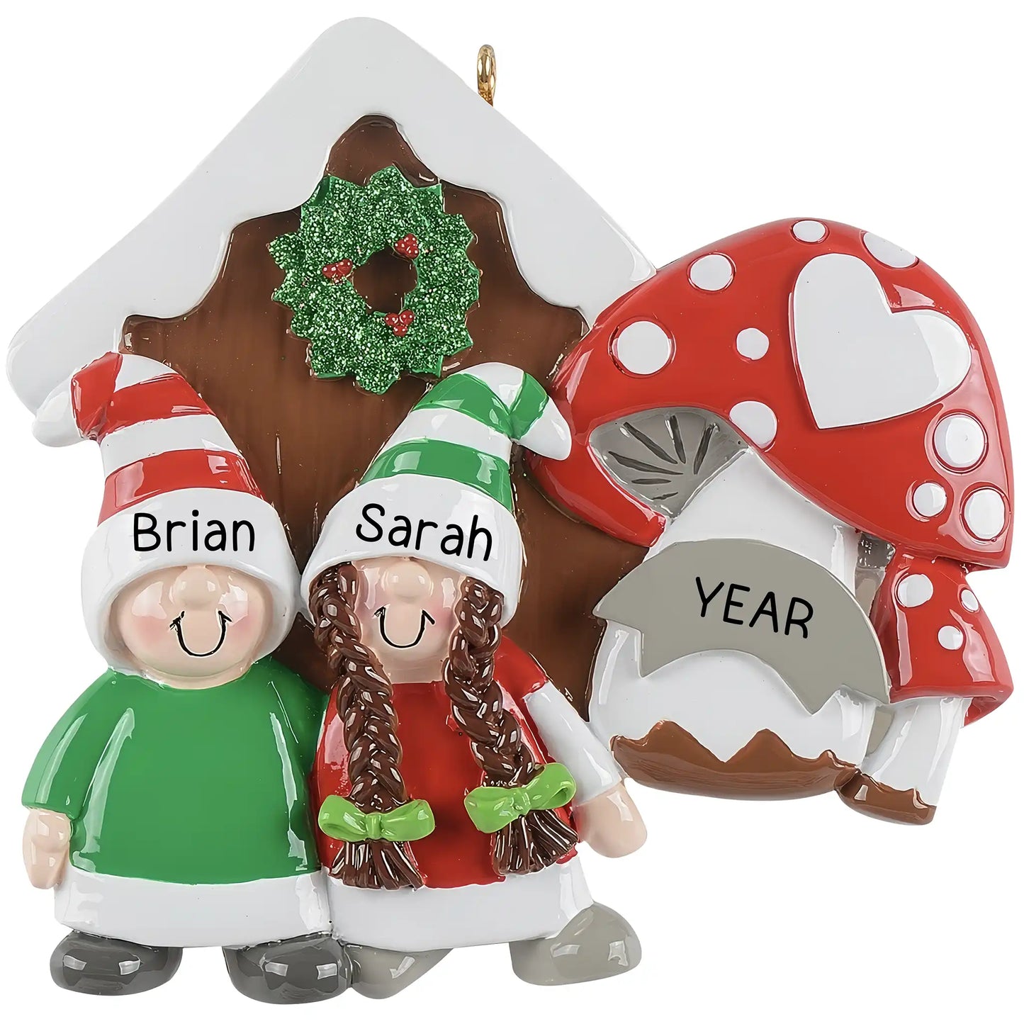 Gnome Mushroom Couple Christmas Ornament