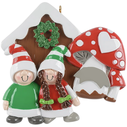 Gnome Mushroom Couple Christmas Ornament