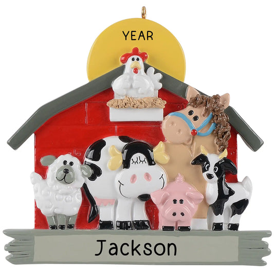 Barnyard Farm Animals Christmas Ornament