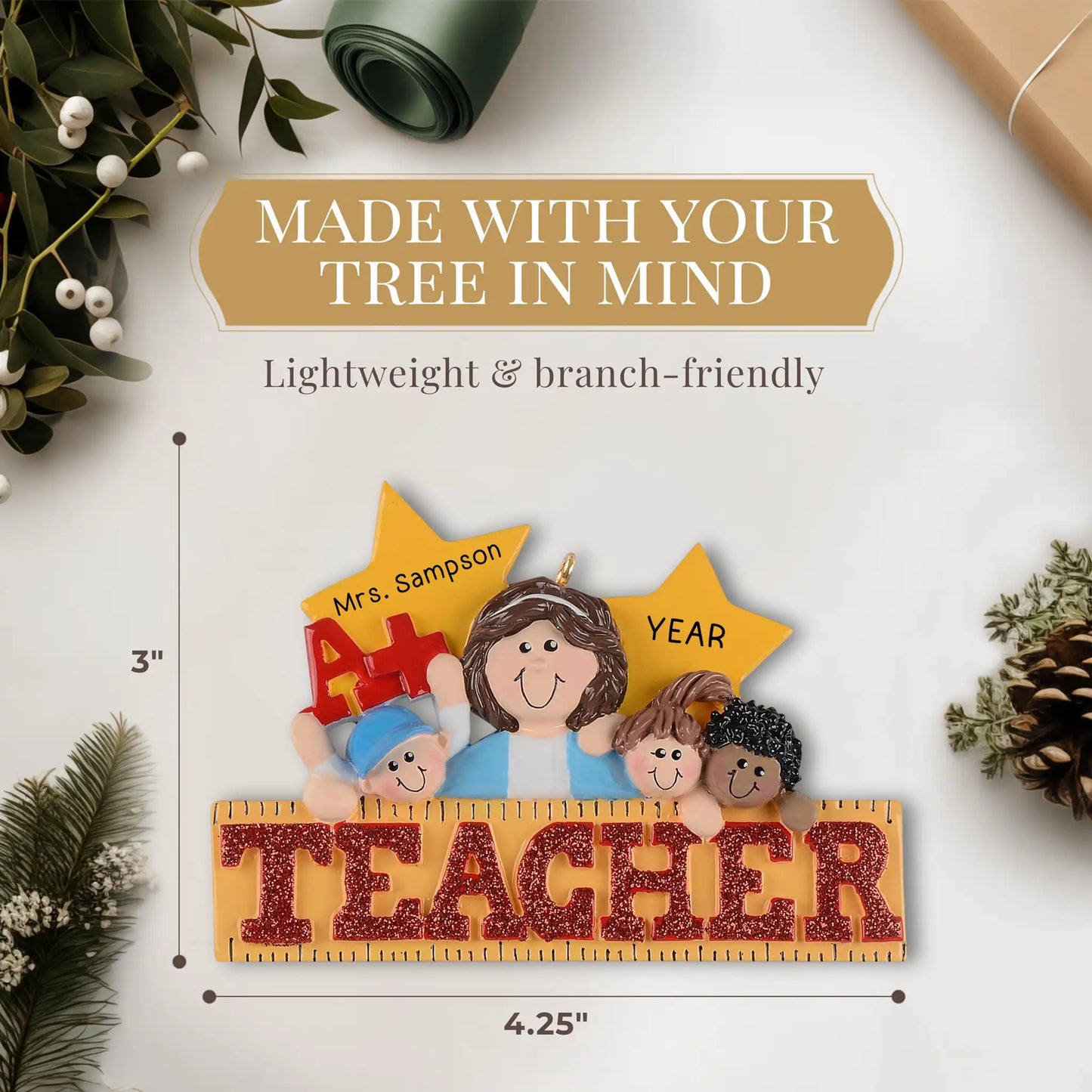 A+ Kids Teacher Christmas Ornament