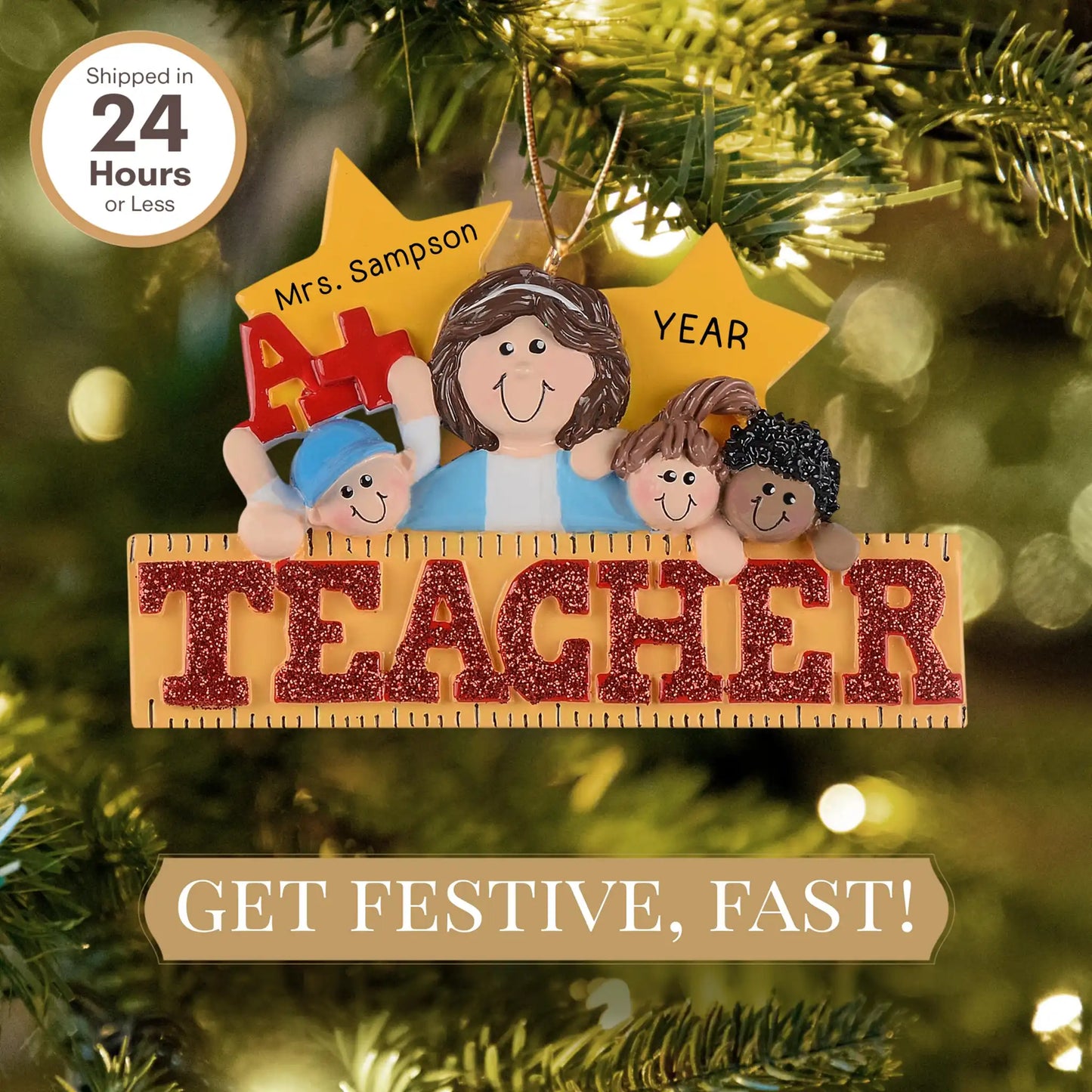 A+ Kids Teacher Christmas Ornament