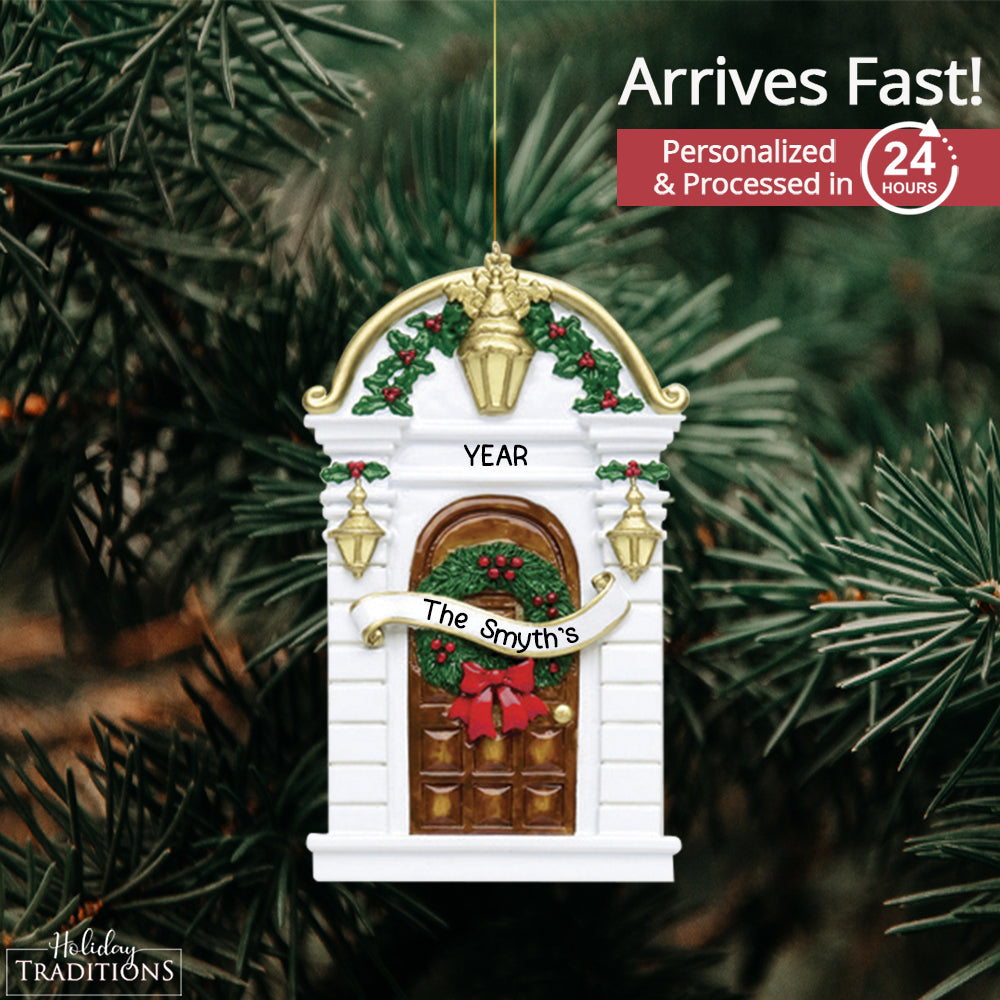 Brown House Door Christmas Ornament