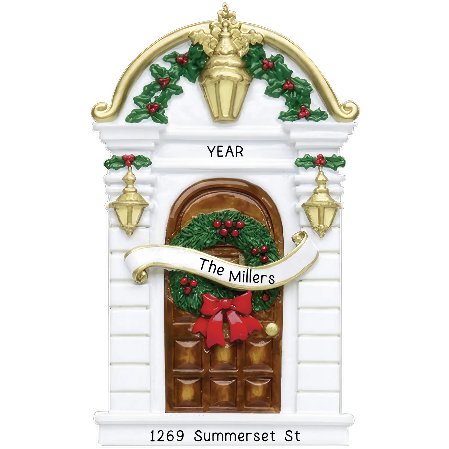 Brown House Door Christmas Ornament