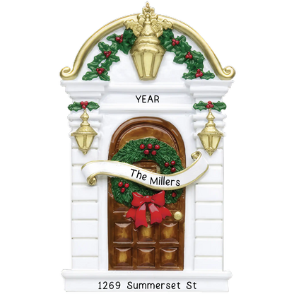 Brown House Door Christmas Ornament