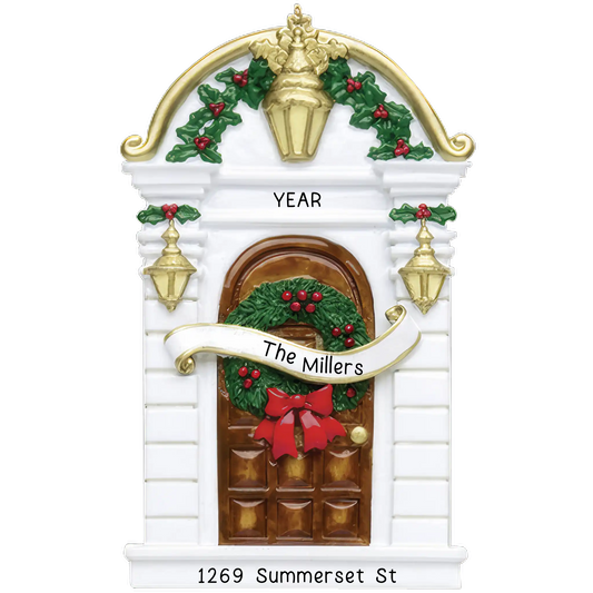 Brown House Door Christmas Ornament