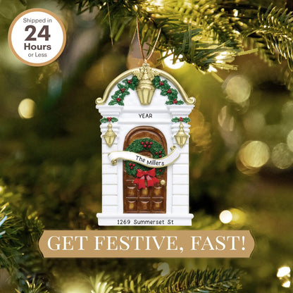Brown House Door Personalized Ornament