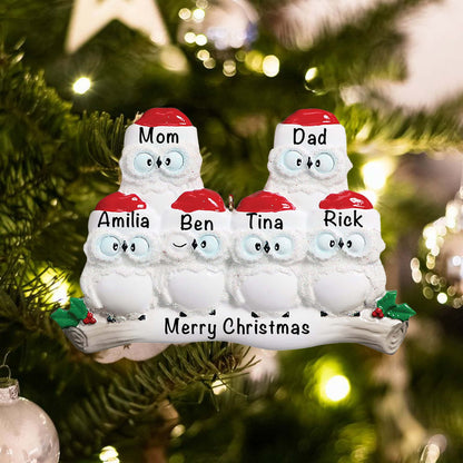 160-6 Personalized Owl Family of 6 Christmas Ornament