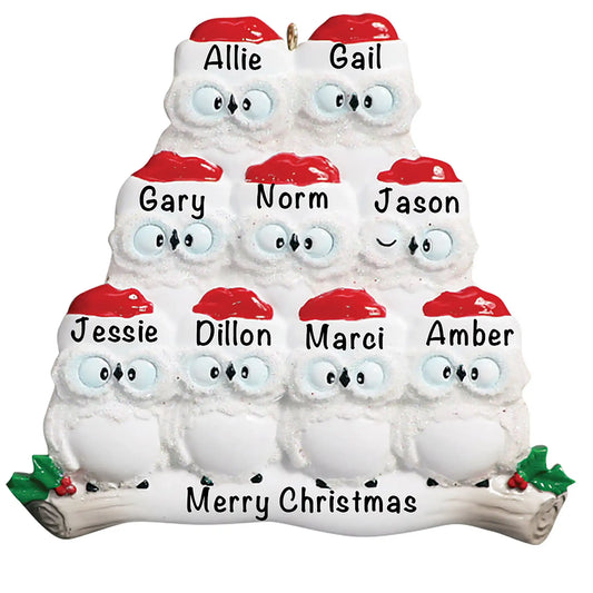 Owl Family of 9 Christmas Ornament