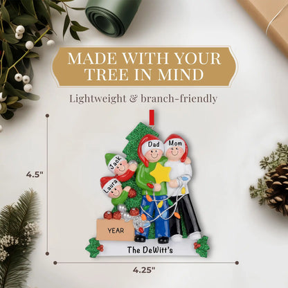 Decorating The Tree Family of 4 Christmas Ornament