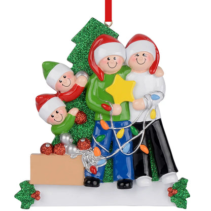 Decorating The Tree Family of 4 Christmas Ornament