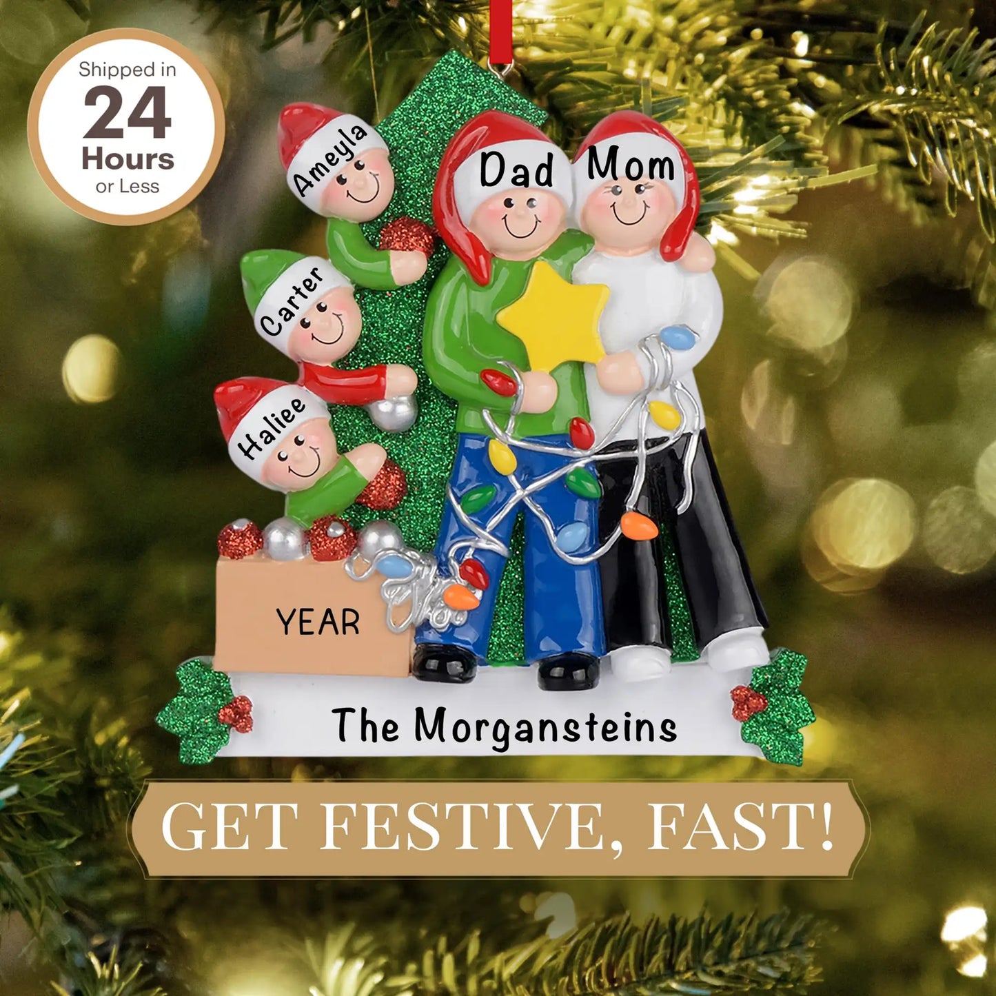 Adorno navideño de la familia de 5 para decorar el árbol 