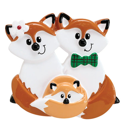 Fox Family of 3 Christmas Ornament