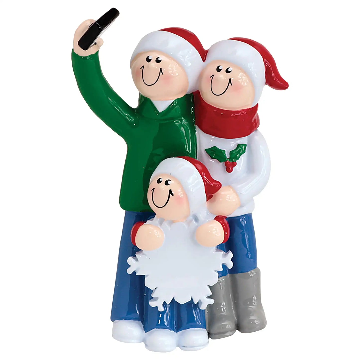 Selfie Family of 3 Personalized Ornament