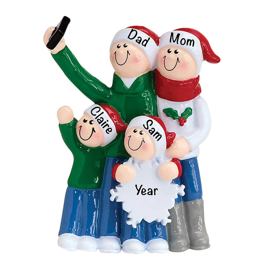 Selfie Family of 4 Christmas Ornament