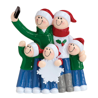 Selfie Family of 5 Christmas Ornament