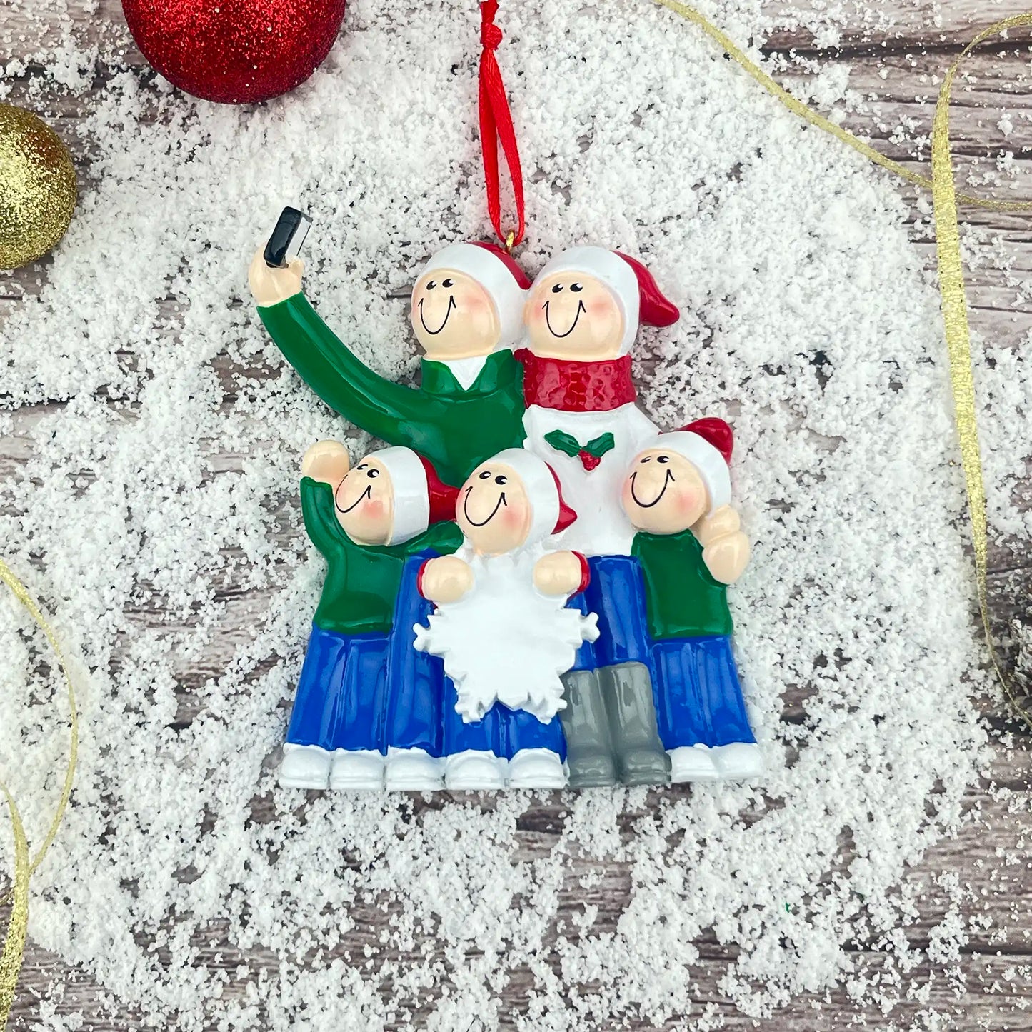 Adorno navideño Selfie Familiar de 5 